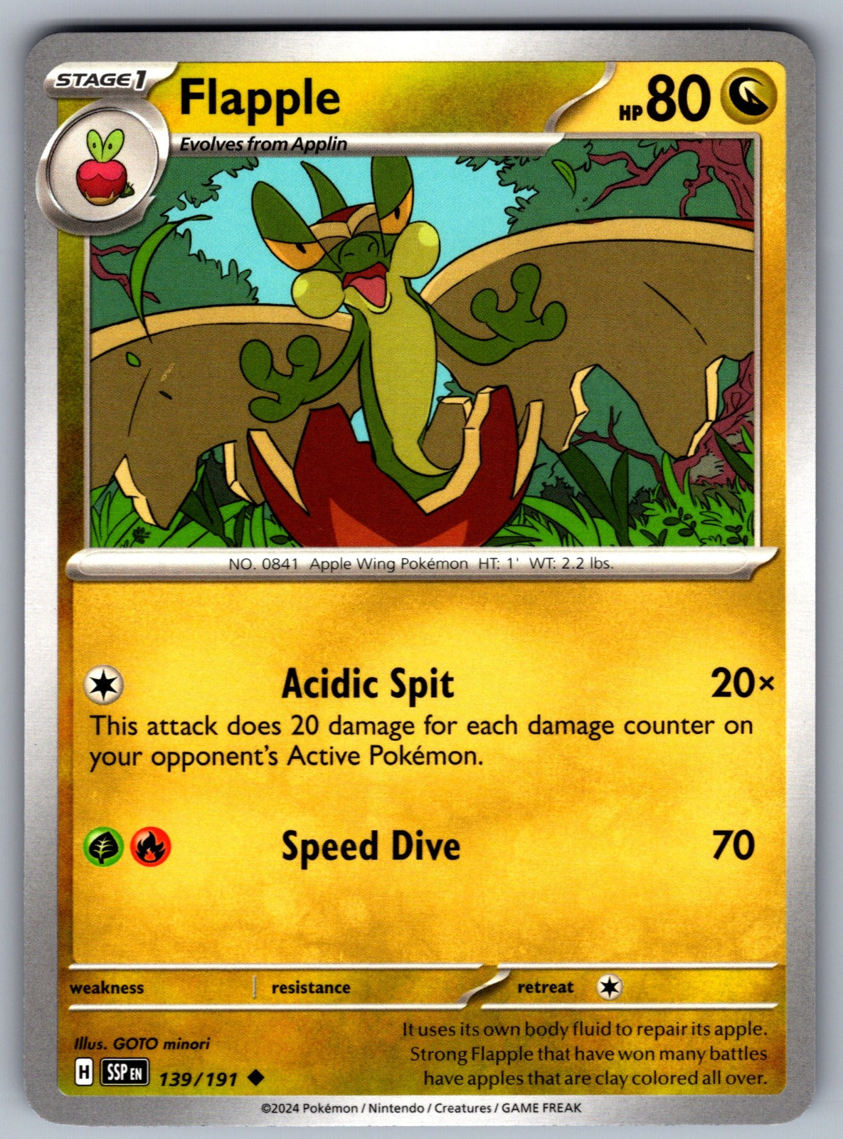 Flapple Uncommon SV08: Surging Sparks 139/191 NM 2024