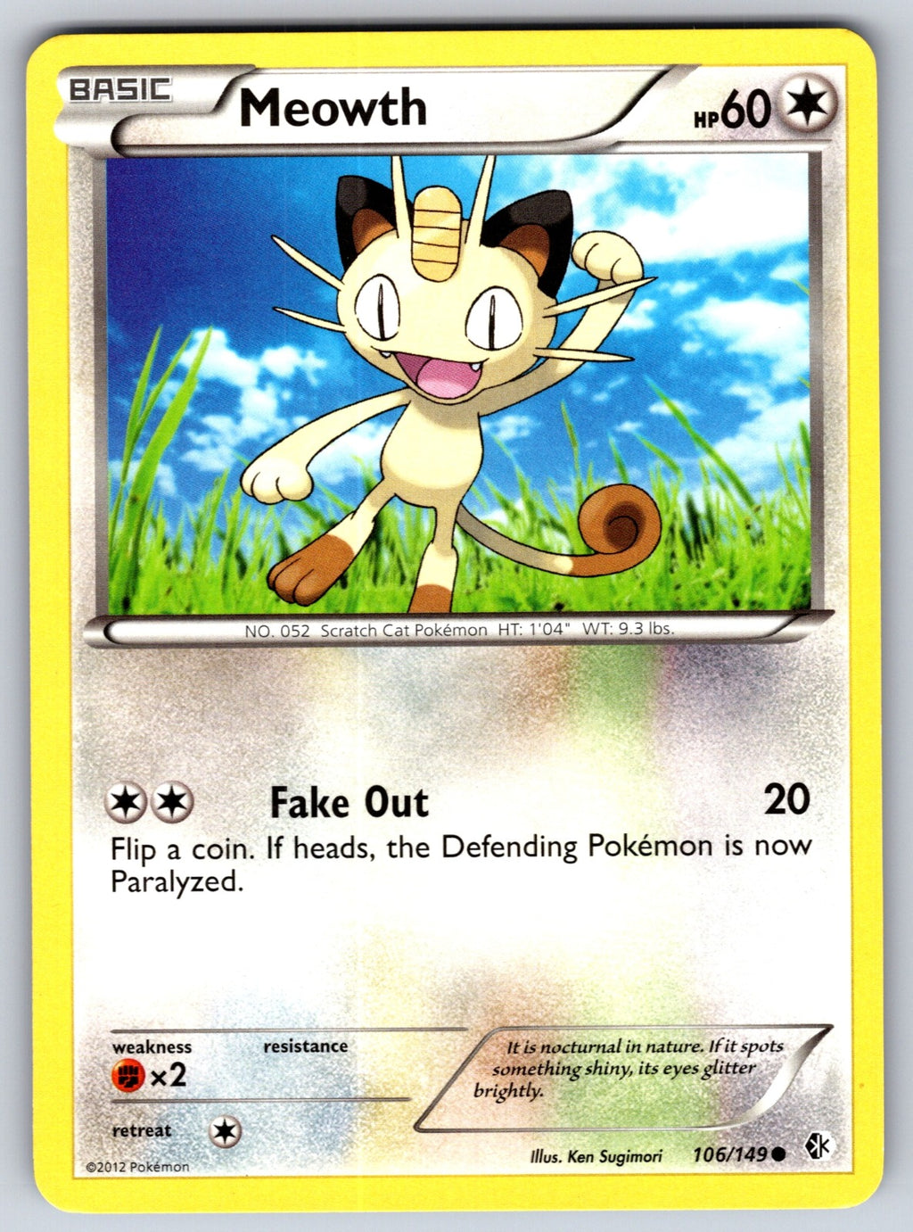 Meowth Common Boundaries Crossed 106/149 LP 2012