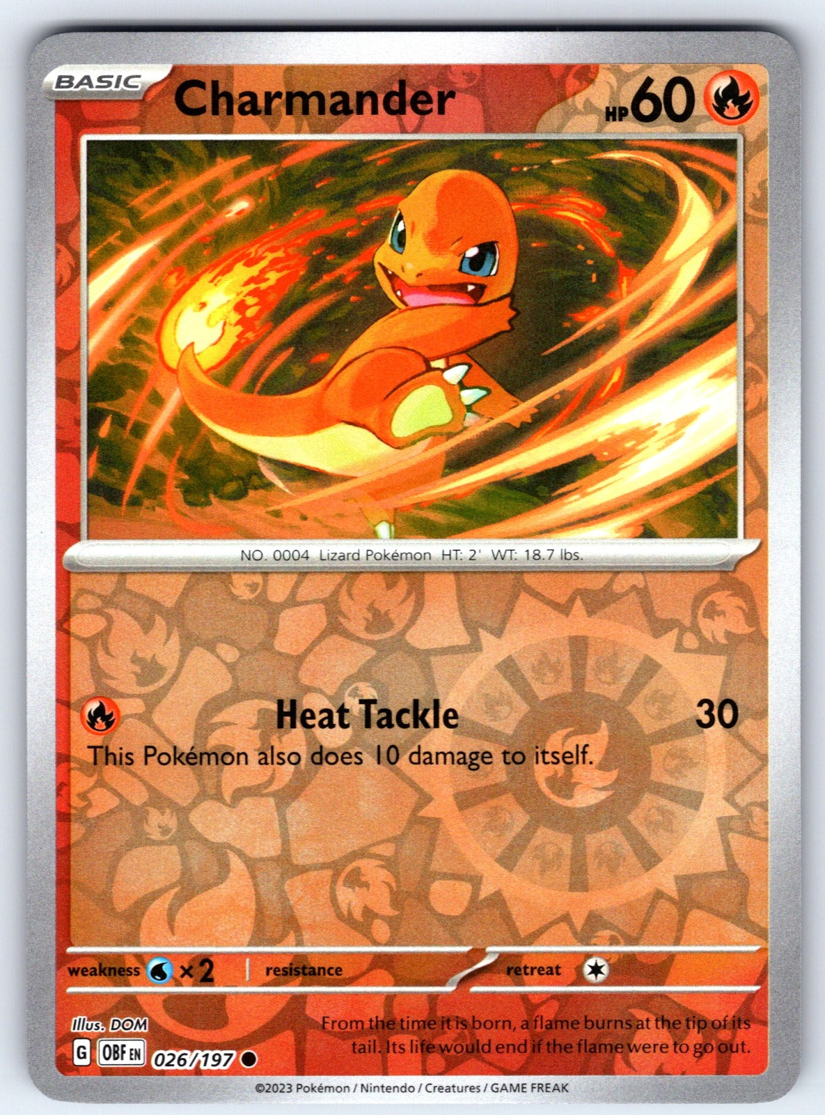 Charmander Reverse Holo Common SV03: Obsidian Flames 026/197 NM 2023
