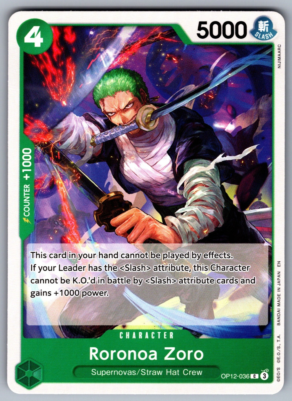Roronoa Zoro (036) C Legacy of the Master OP12-036 NM 2025