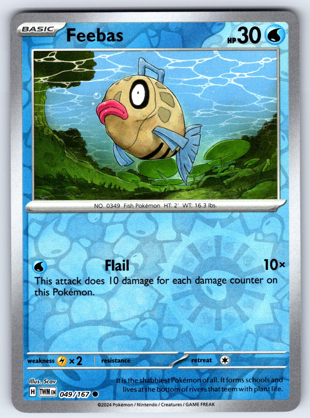 Feebas Reverse Holo Common SV06: Twilight Masquerade 049/167 NM 2024