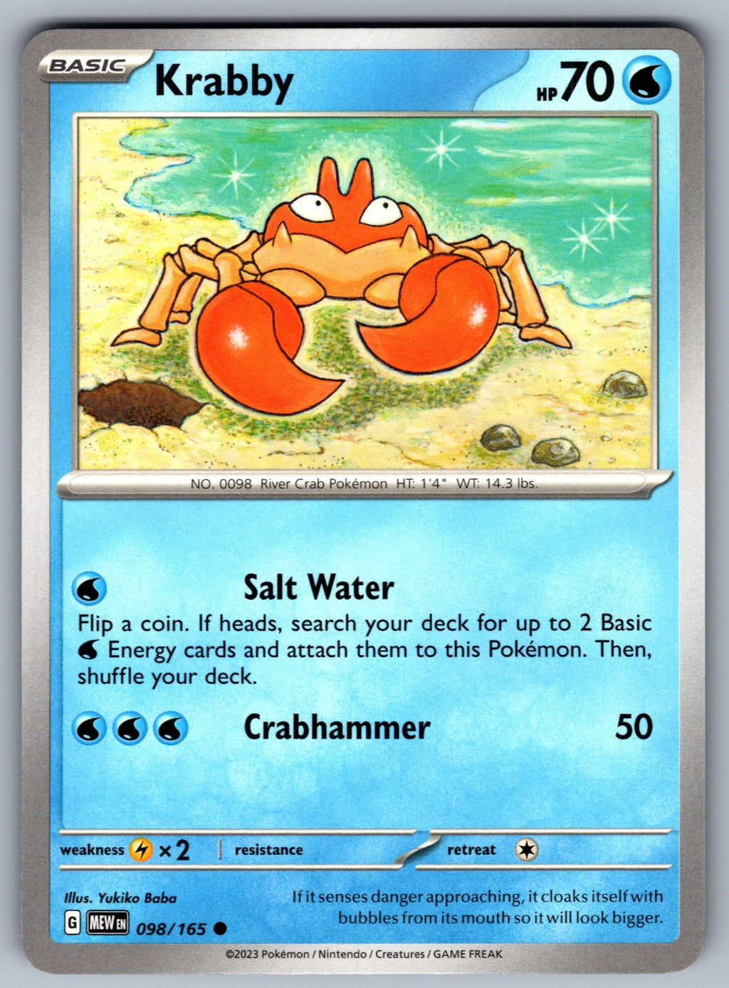 Krabby Common SV: Scarlet & Violet 151 098/165 NM 2023