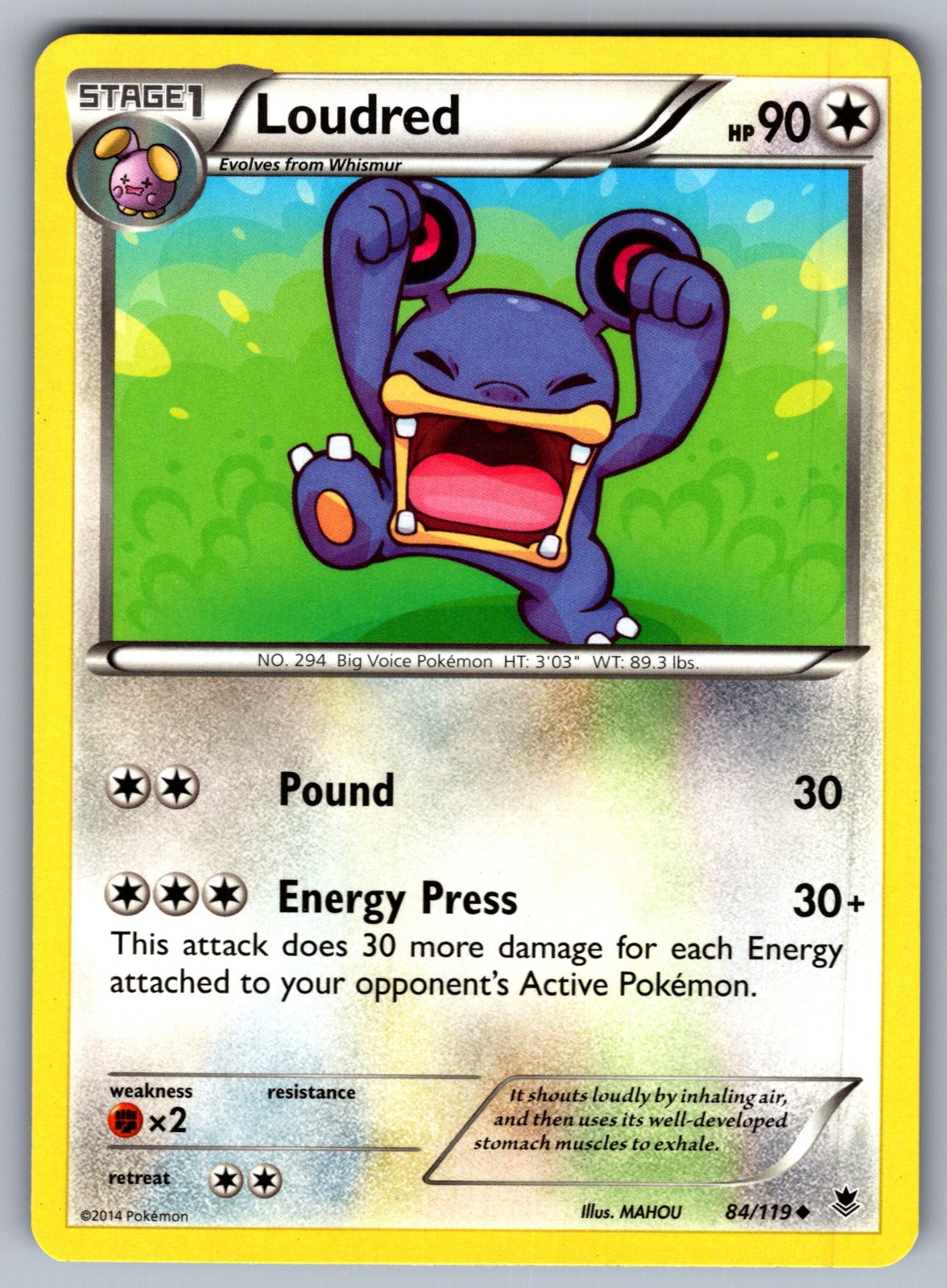 Loudred Uncommon XY - Phantom Forces 84/119 LP 2014