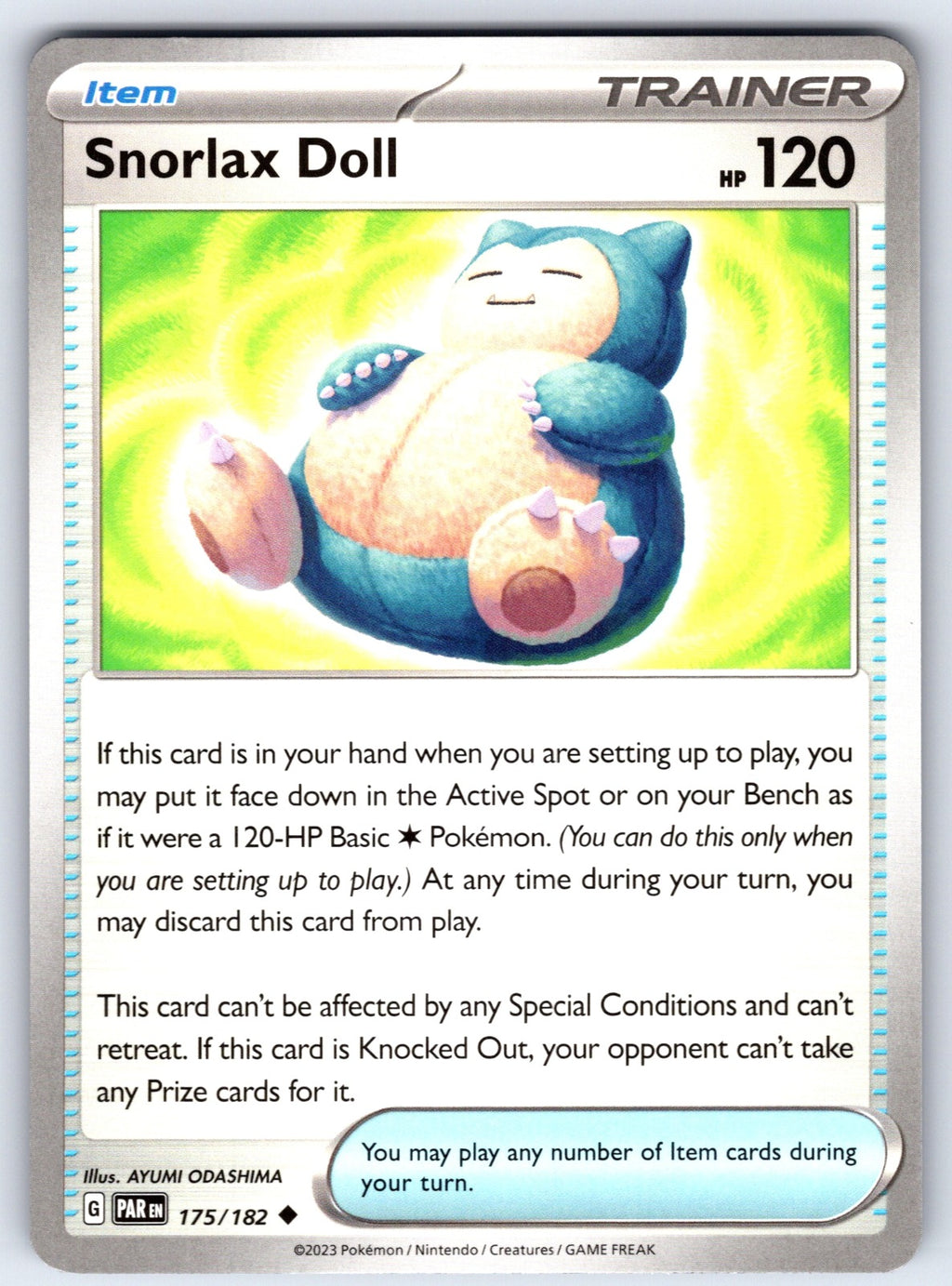 Snorlax Doll Uncommon SV04: Paradox Rift 175/182 NM 2023