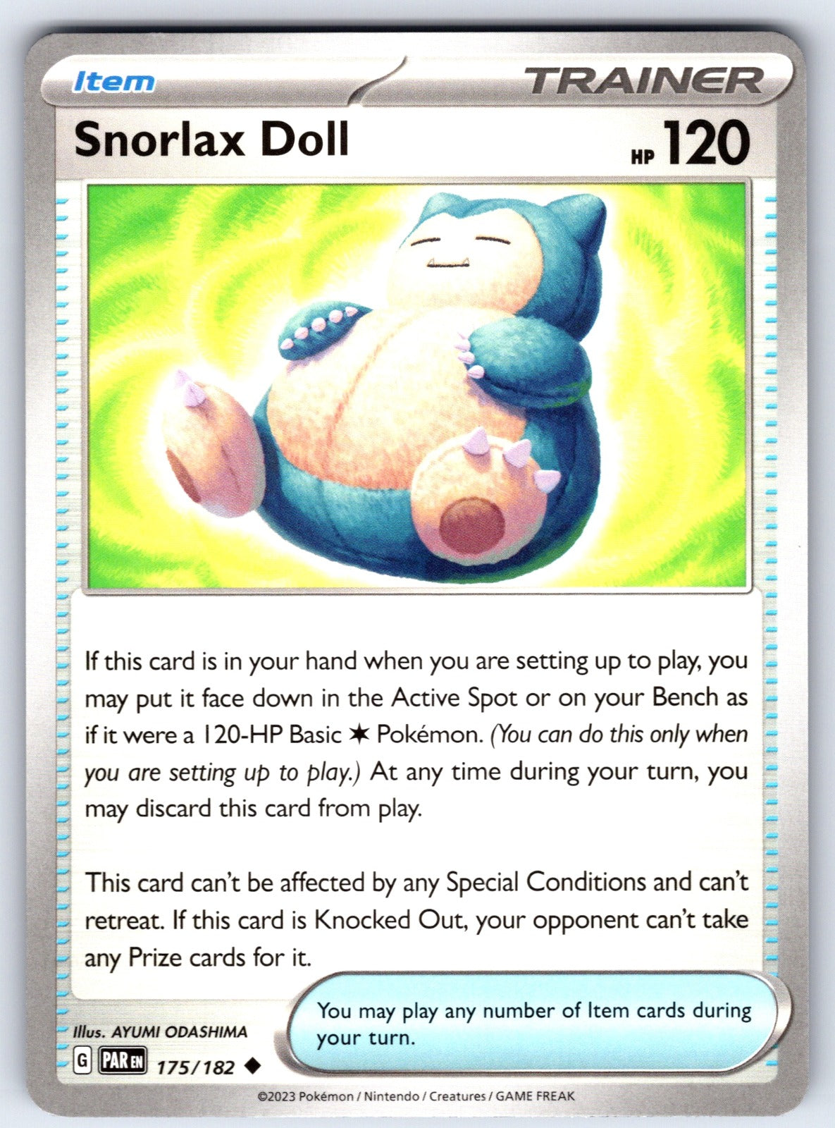 Snorlax Doll Uncommon SV04: Paradox Rift 175/182 NM 2023