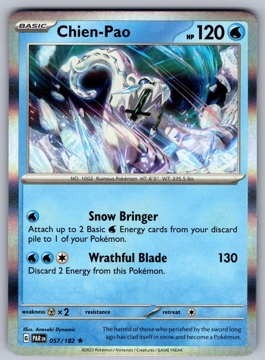 Chien-Pao Holo Rare SV04: Paradox Rift 057/182 NM 2023