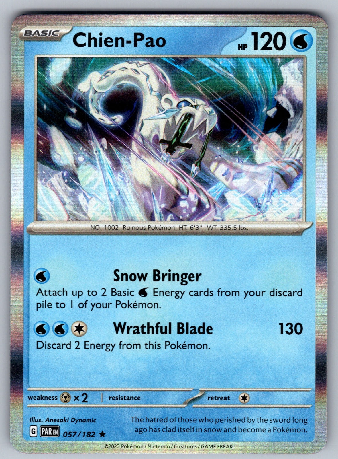 Chien-Pao Holo Rare SV04: Paradox Rift 057/182 NM 2023