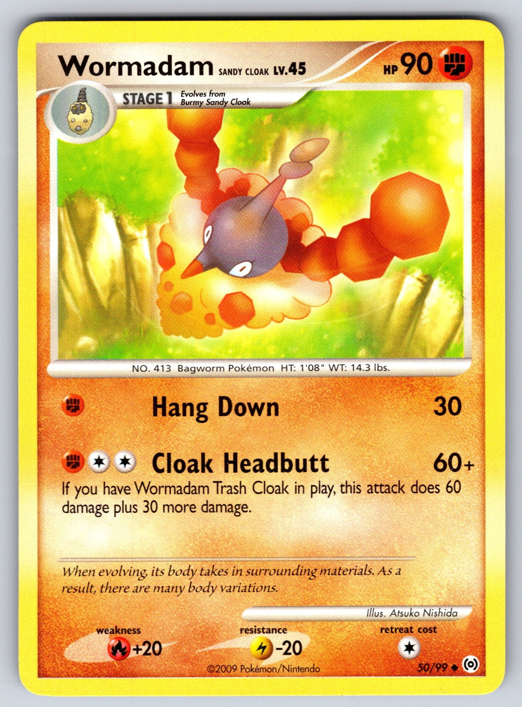 Wormadam Sandy Cloak Uncommon Arceus 50/99 LP 2009