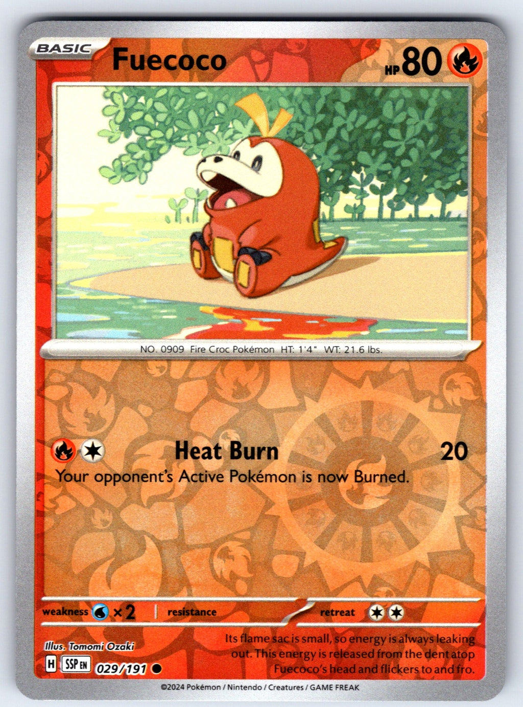 Fuecoco Reverse Holo Common SV08: Surging Sparks 029/191 NM 2024