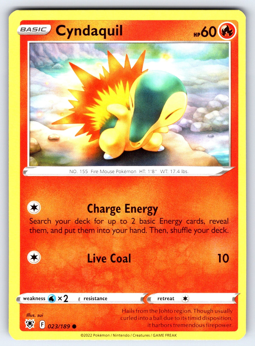 Cyndaquil Common SWSH10: Astral Radiance 023/189 NM 2022