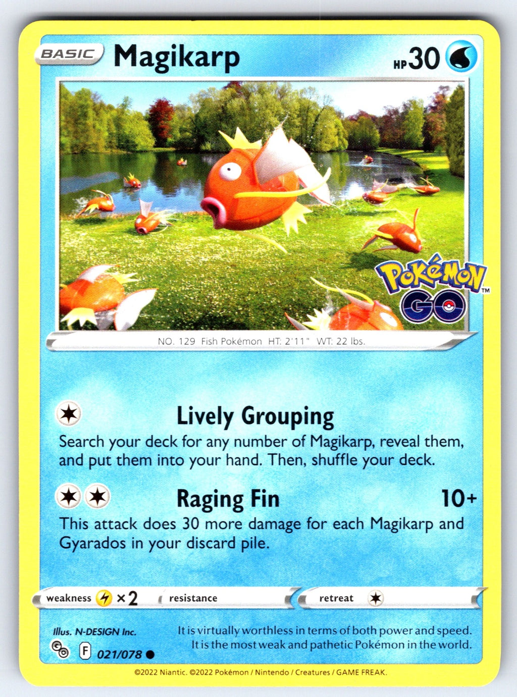 Magikarp Common Pokemon GO 021/078 NM 2022