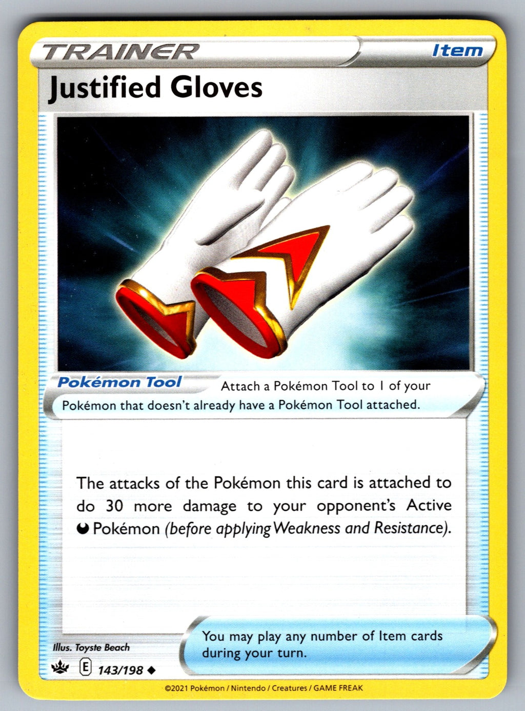 Justified Gloves Uncommon SWSH06: Chilling Reign 143/198 NM 2021