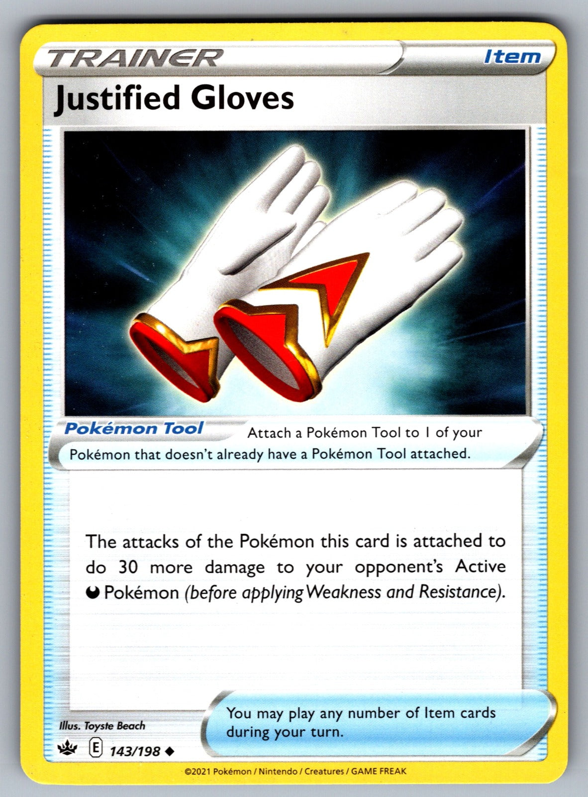 Justified Gloves Uncommon SWSH06: Chilling Reign 143/198 NM 2021