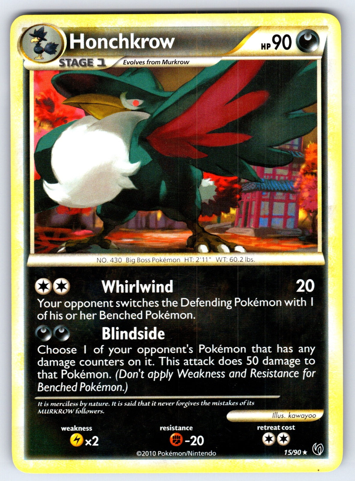 Honchkrow (15) Rare Undaunted 15/90 LP 2010