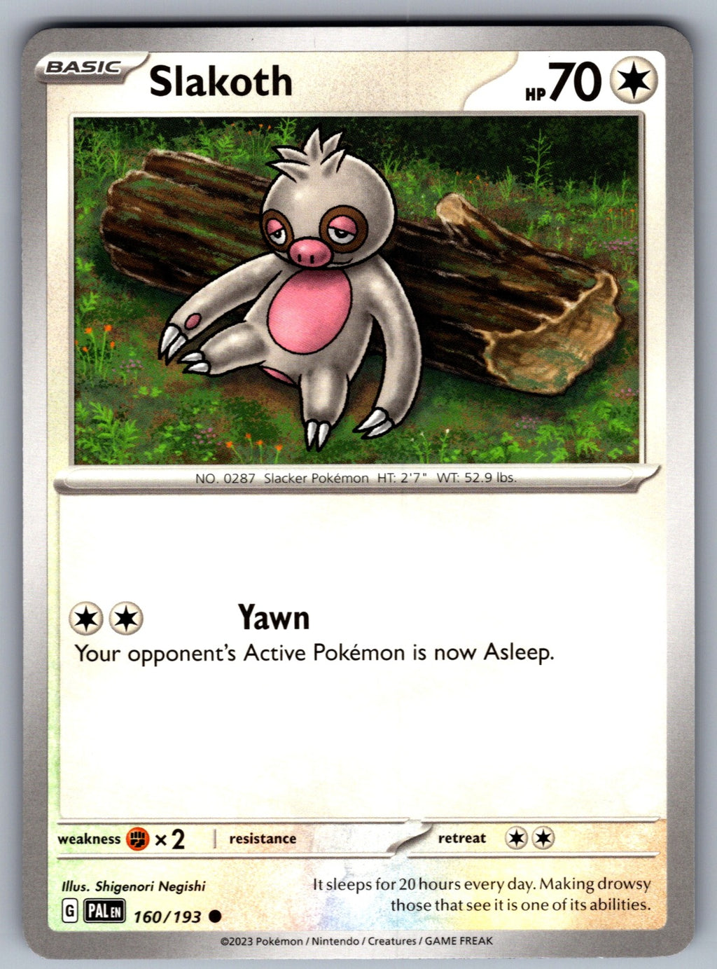 Slakoth Common SV02: Paldea Evolved 160/193 NM 2023