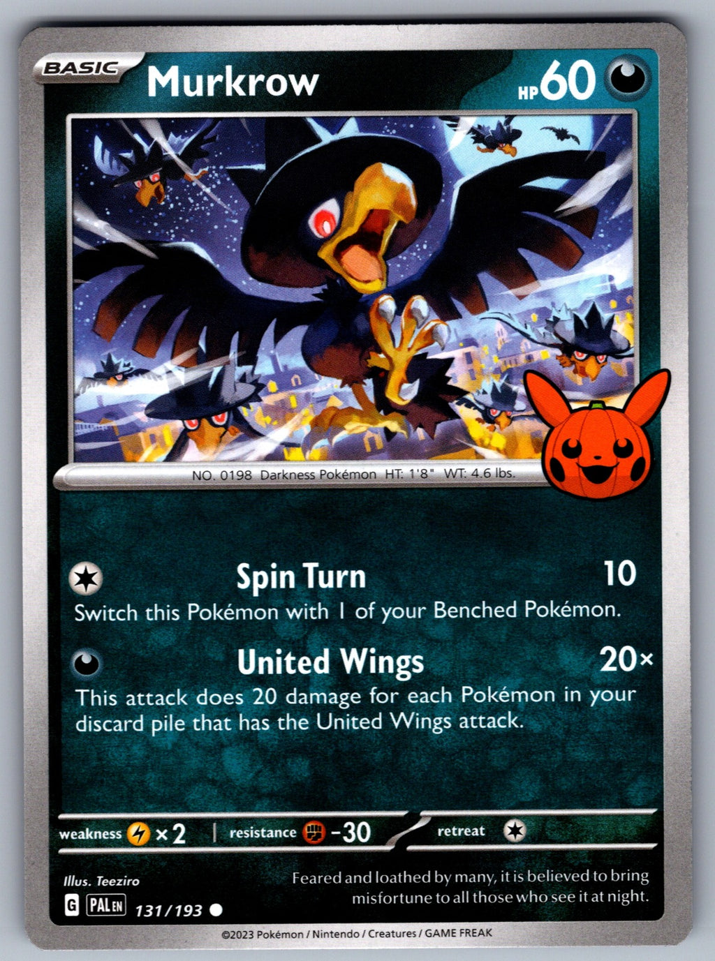 Murkrow Common Trick or Trade BOOster Bundle 2023 131/193 NM 2023