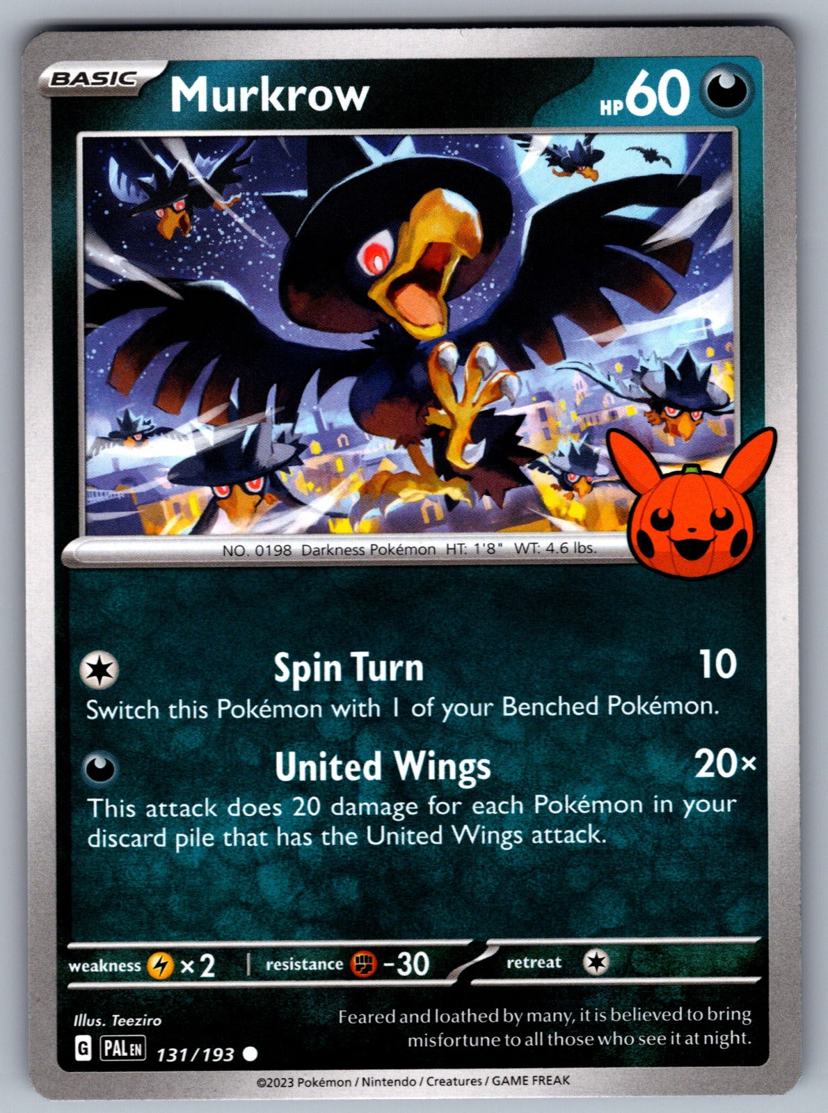 Murkrow Common Trick or Trade BOOster Bundle 2023 131/193 NM 2023