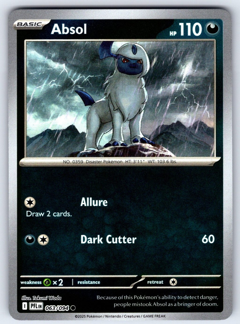Absol Reverse Holo Common ME02: Phantasmal Flames 063/094 NM 2025