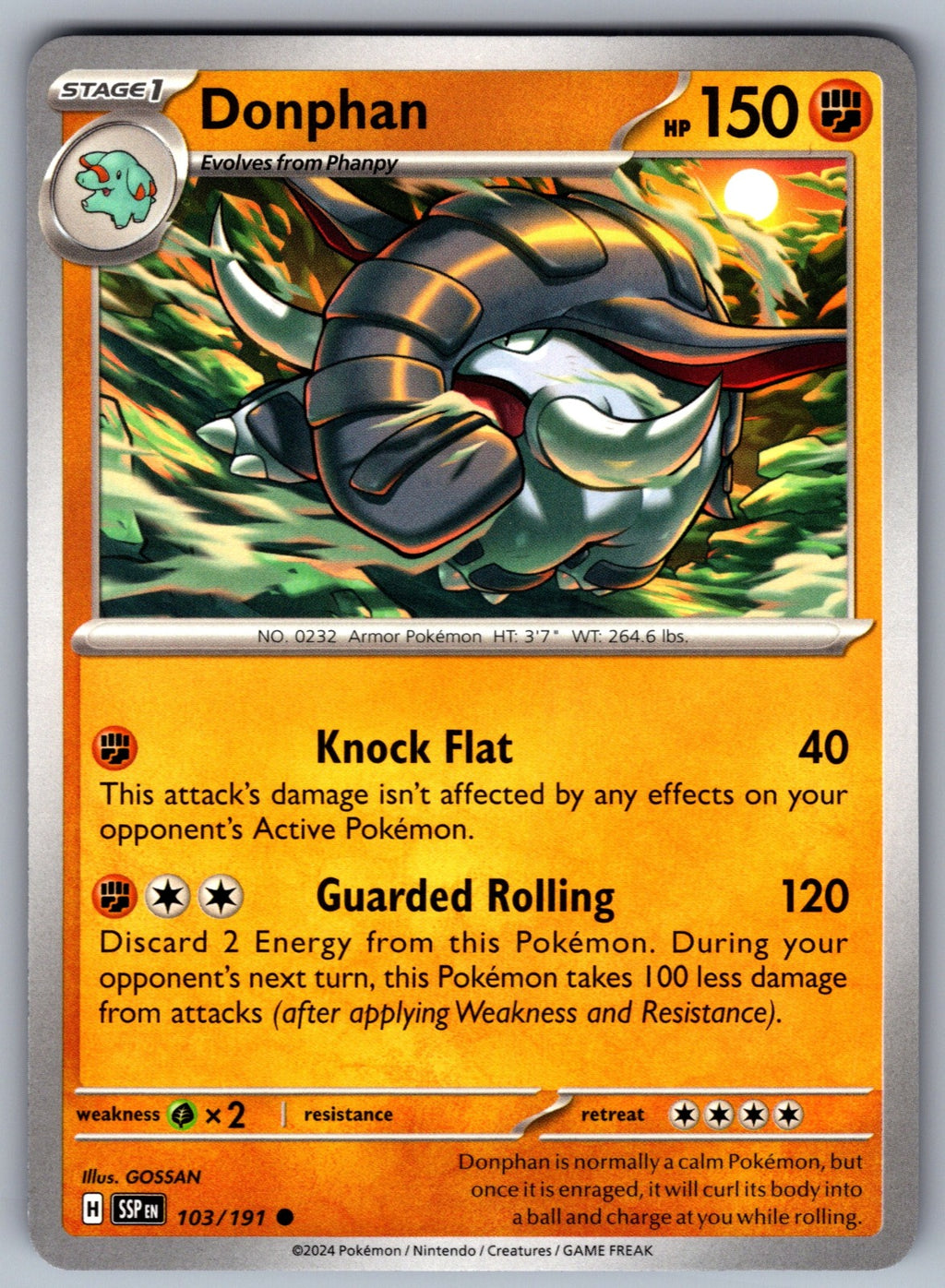 Donphan Common SV08: Surging Sparks 103/191 NM 2024