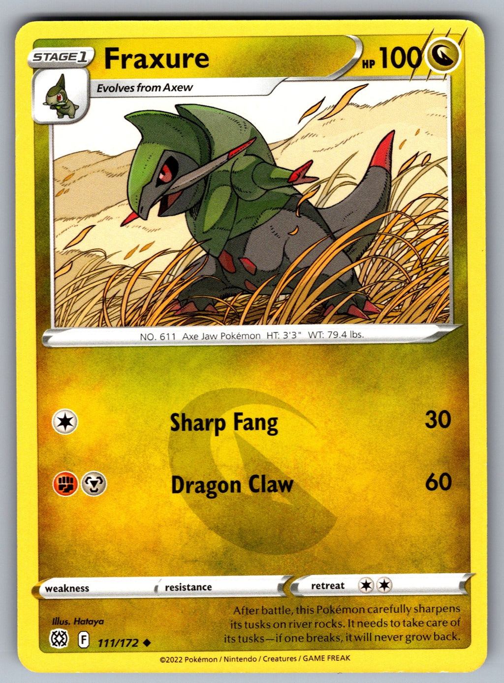 Fraxure Uncommon SWSH09: Brilliant Stars 111/172 NM 2022