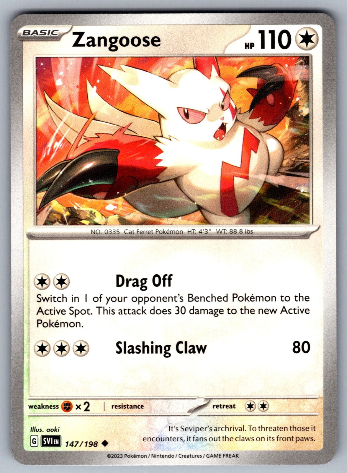 Zangoose Uncommon SV01: Scarlet & Violet Base Set 147/198 NM 2023