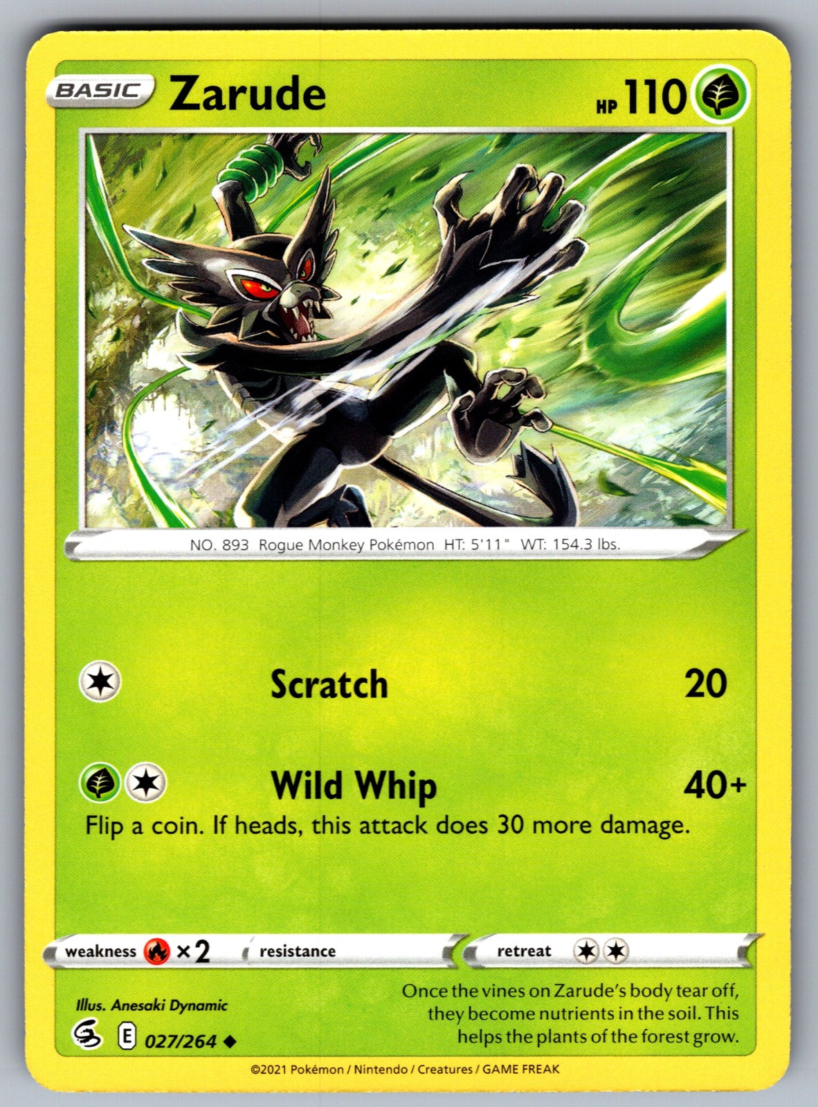 Zarude Uncommon SWSH08: Fusion Strike 027/264 NM 2021