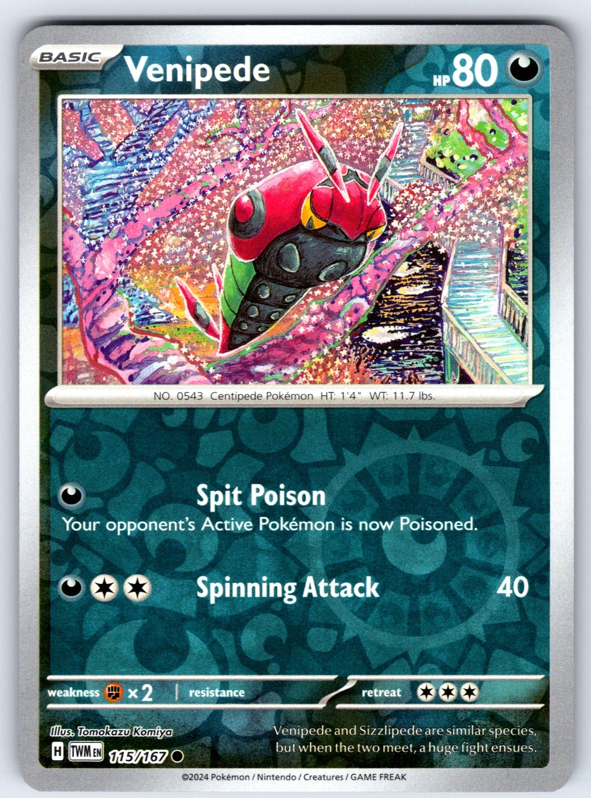 Venipede Reverse Holo Common SV06: Twilight Masquerade 115/167 NM 2024