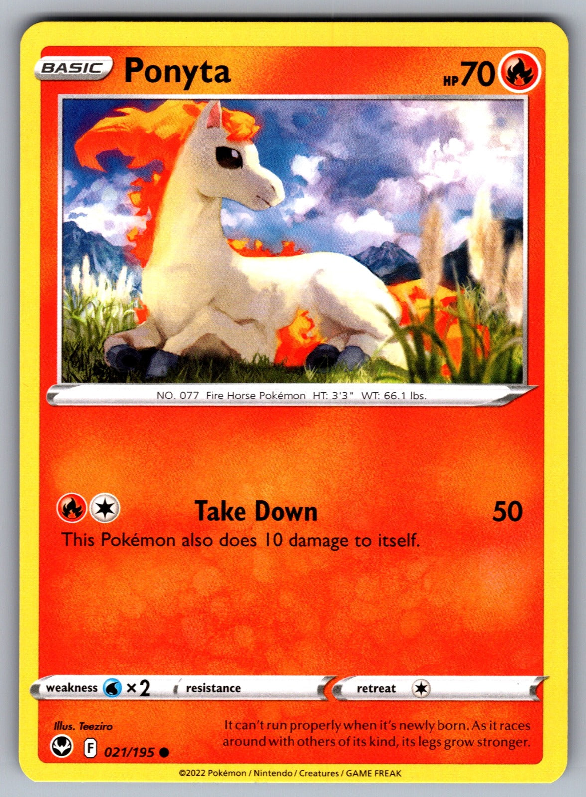 Ponyta Common SWSH12: Silver Tempest 021/195 NM 2022