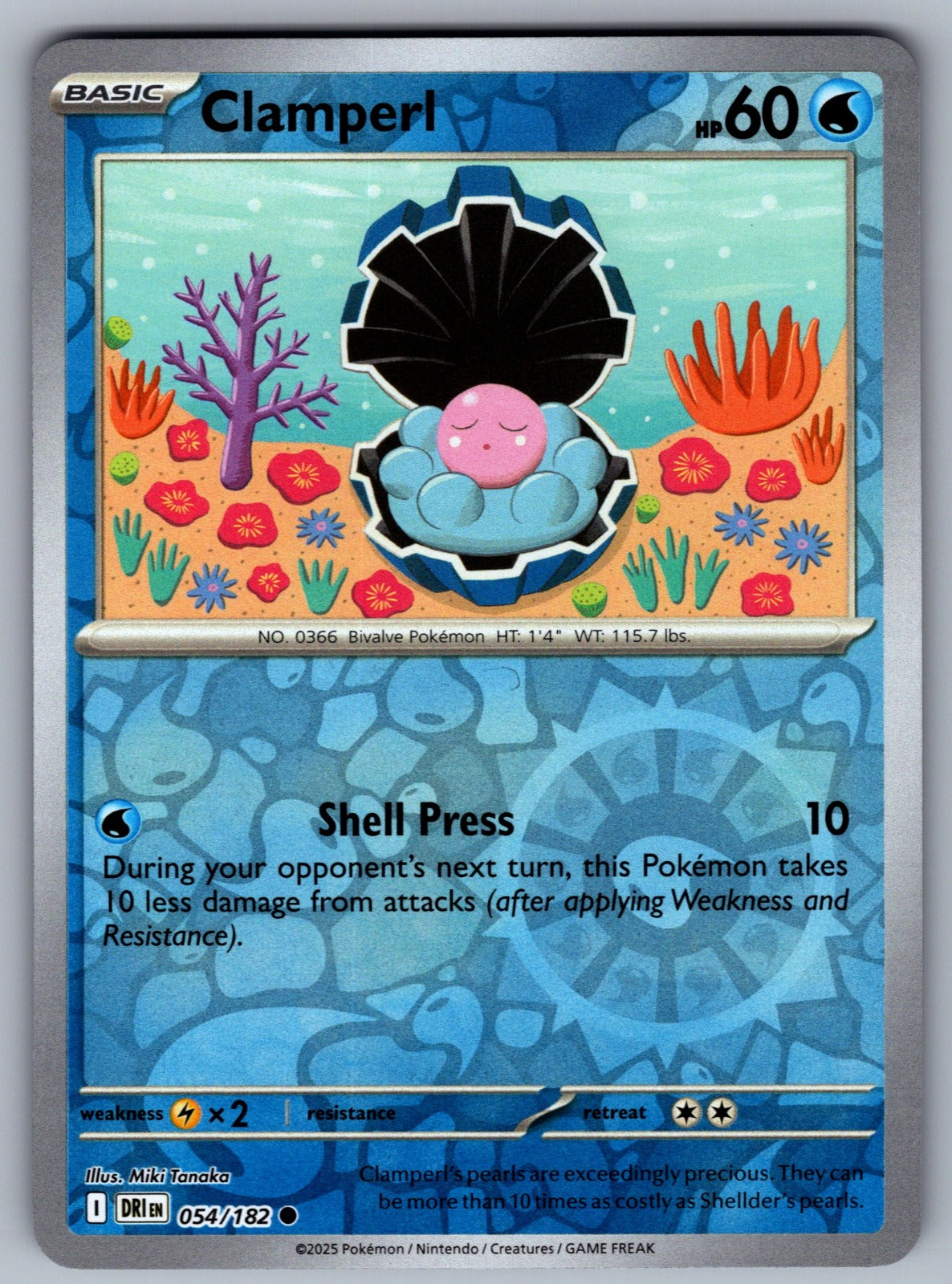 Clamperl Reverse Holo Common SV10: Destined Rivals 054/182 NM 2025