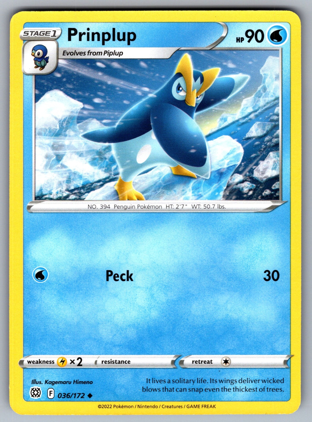 Prinplup Uncommon SWSH09: Brilliant Stars 036/172 NM 2022