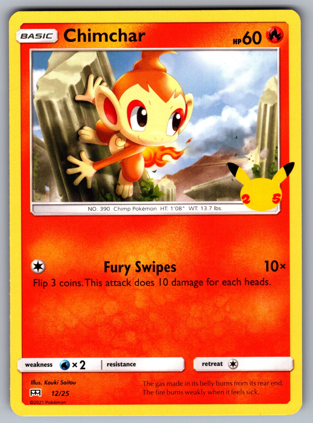 Chimchar - 12/25 Promo McDonald's 25th Anniversary Promos 012/025 NM 2021
