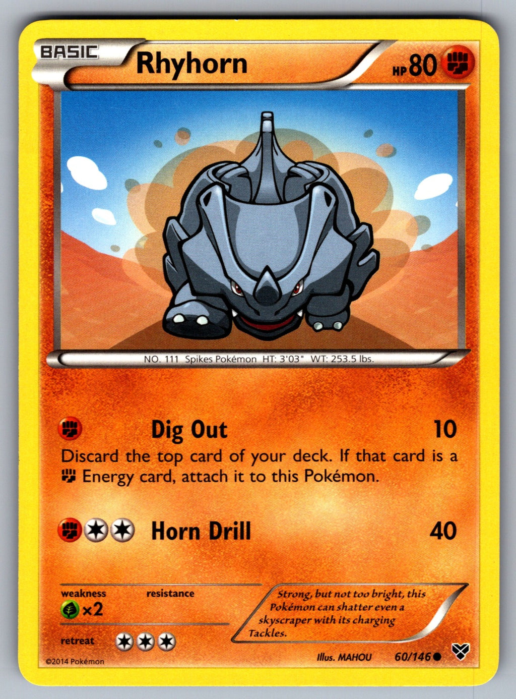 Rhyhorn Common XY Base Set 60/146 LP 2014