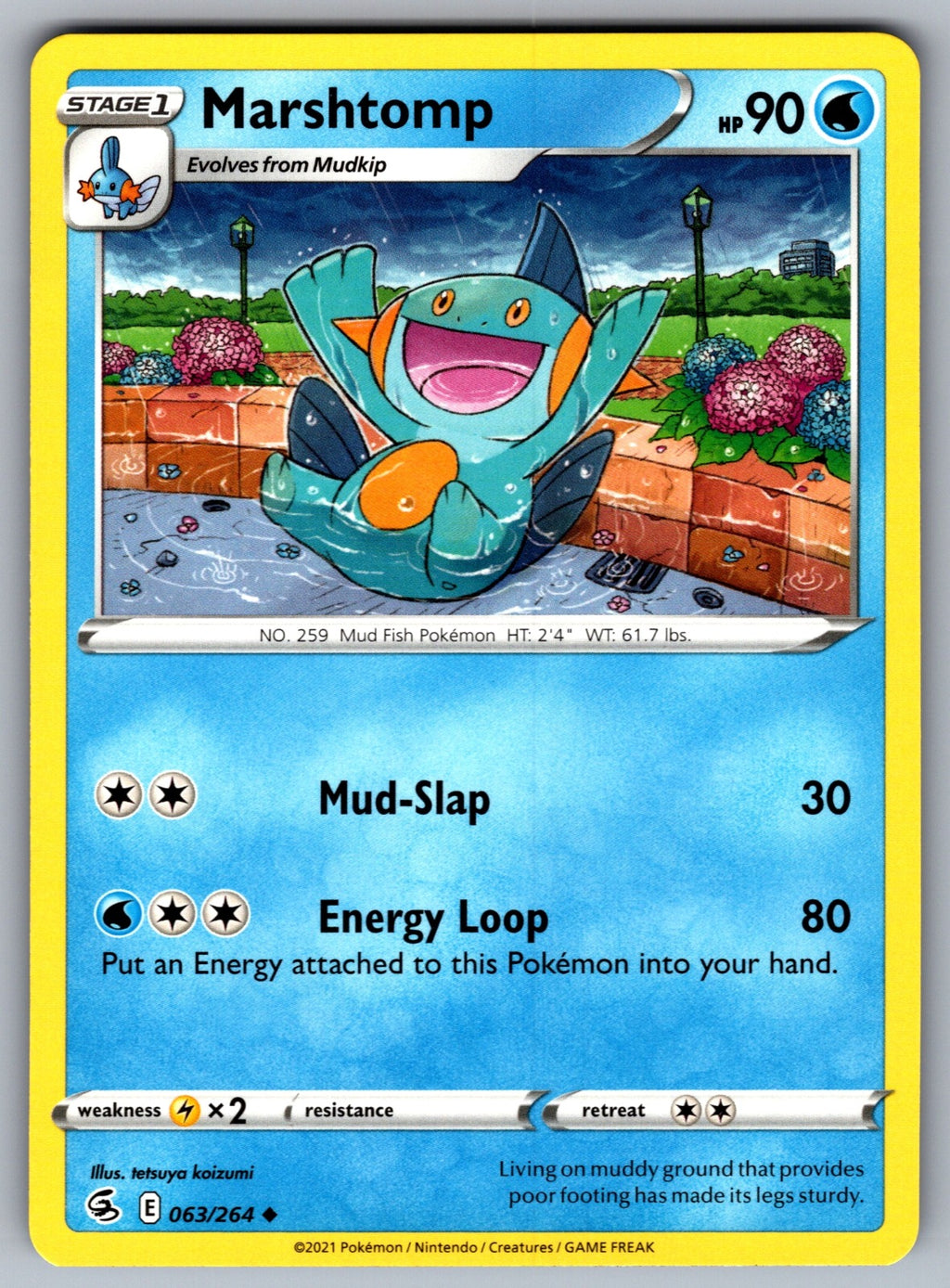 Marshtomp Uncommon SWSH08: Fusion Strike 063/264 NM 2021