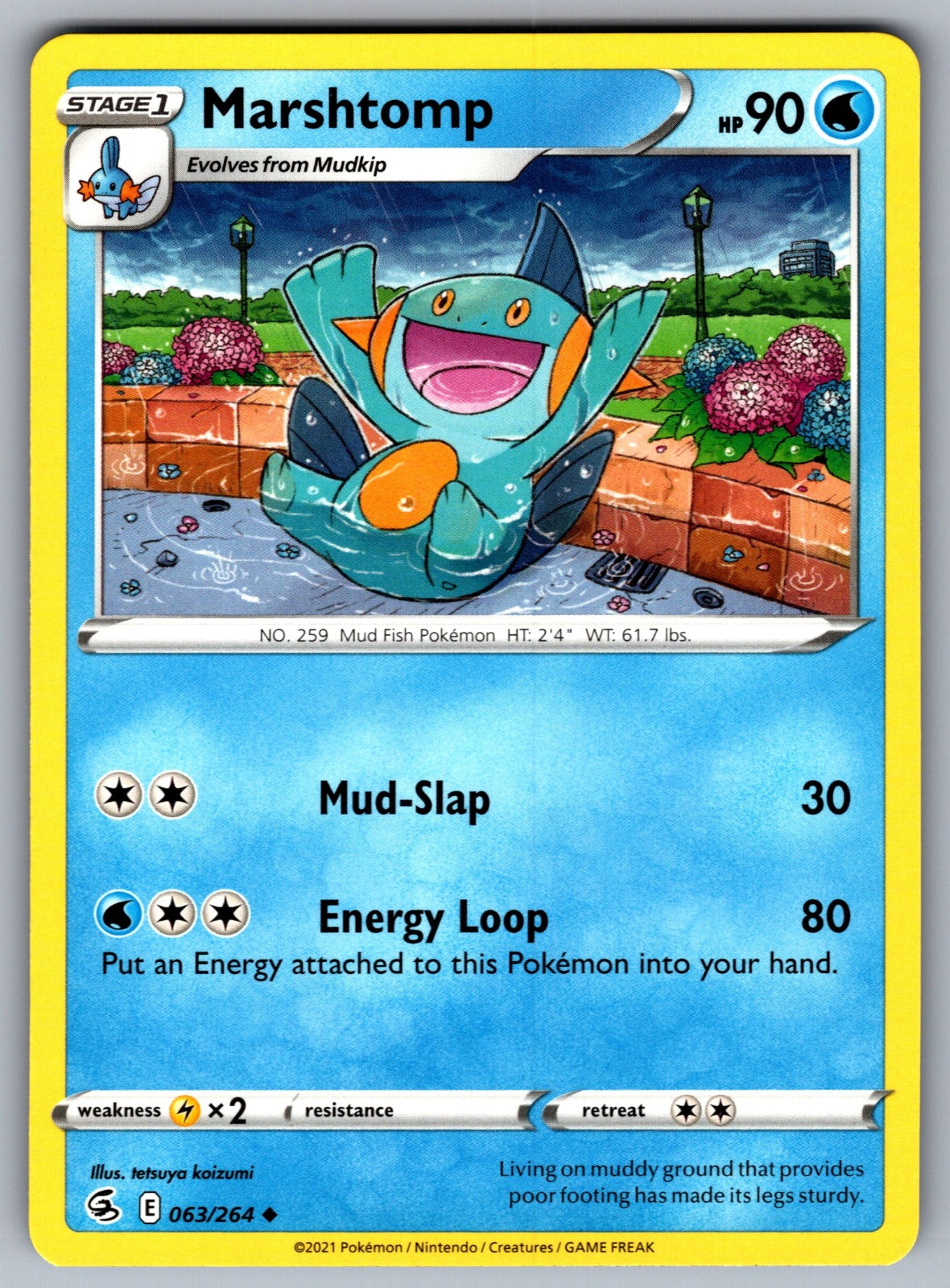 Marshtomp Uncommon SWSH08: Fusion Strike 063/264 NM 2021