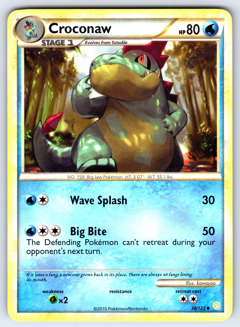 Croconaw Uncommon HeartGold SoulSilver 38/123 LP 2010