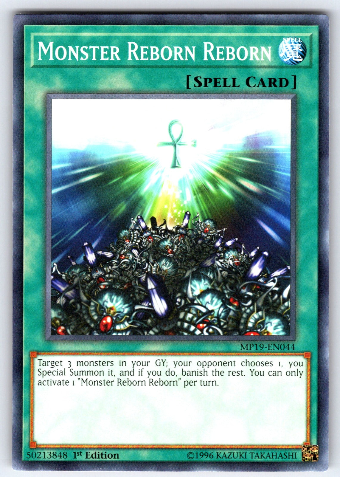 Monster Reborn Reborn Unlimited Common 2019 Gold Sarcophagus Tin Mega Pack MP19-
