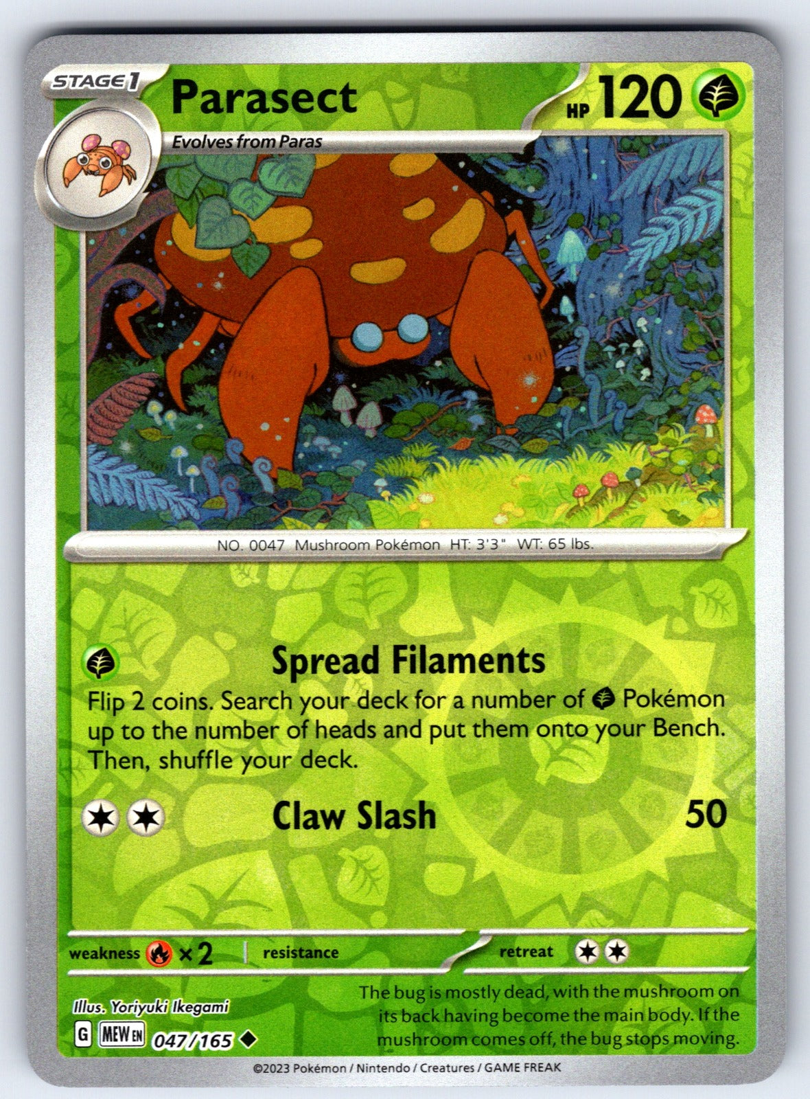 Parasect Reverse Holo Uncommon SV: Scarlet & Violet 151 047/165 NM 2023