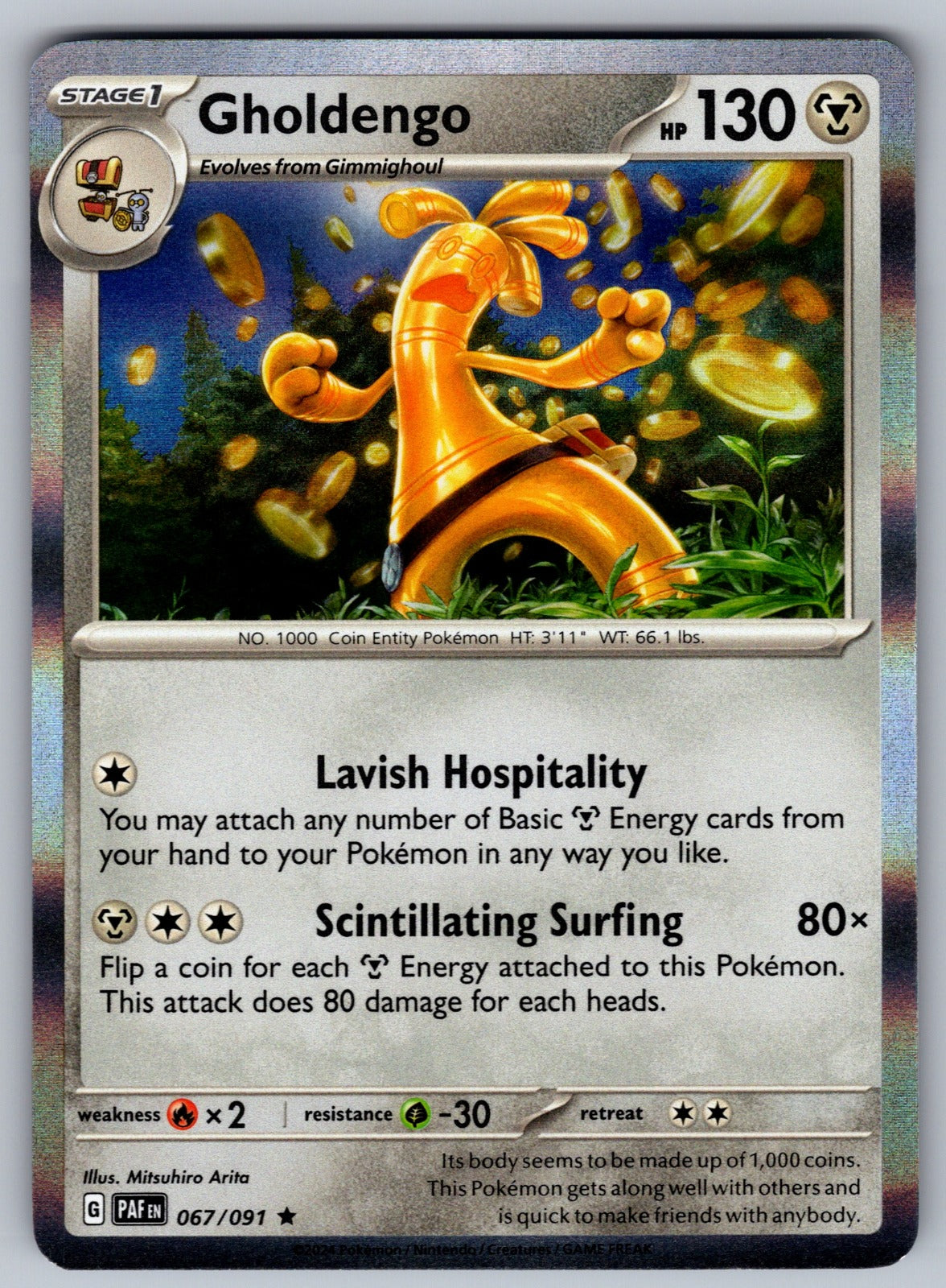 Gholdengo Holo Rare SV: Paldean Fates 067/091 NM 2024