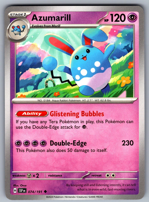 Azumarill Uncommon SV08: Surging Sparks 074/191 NM 2024