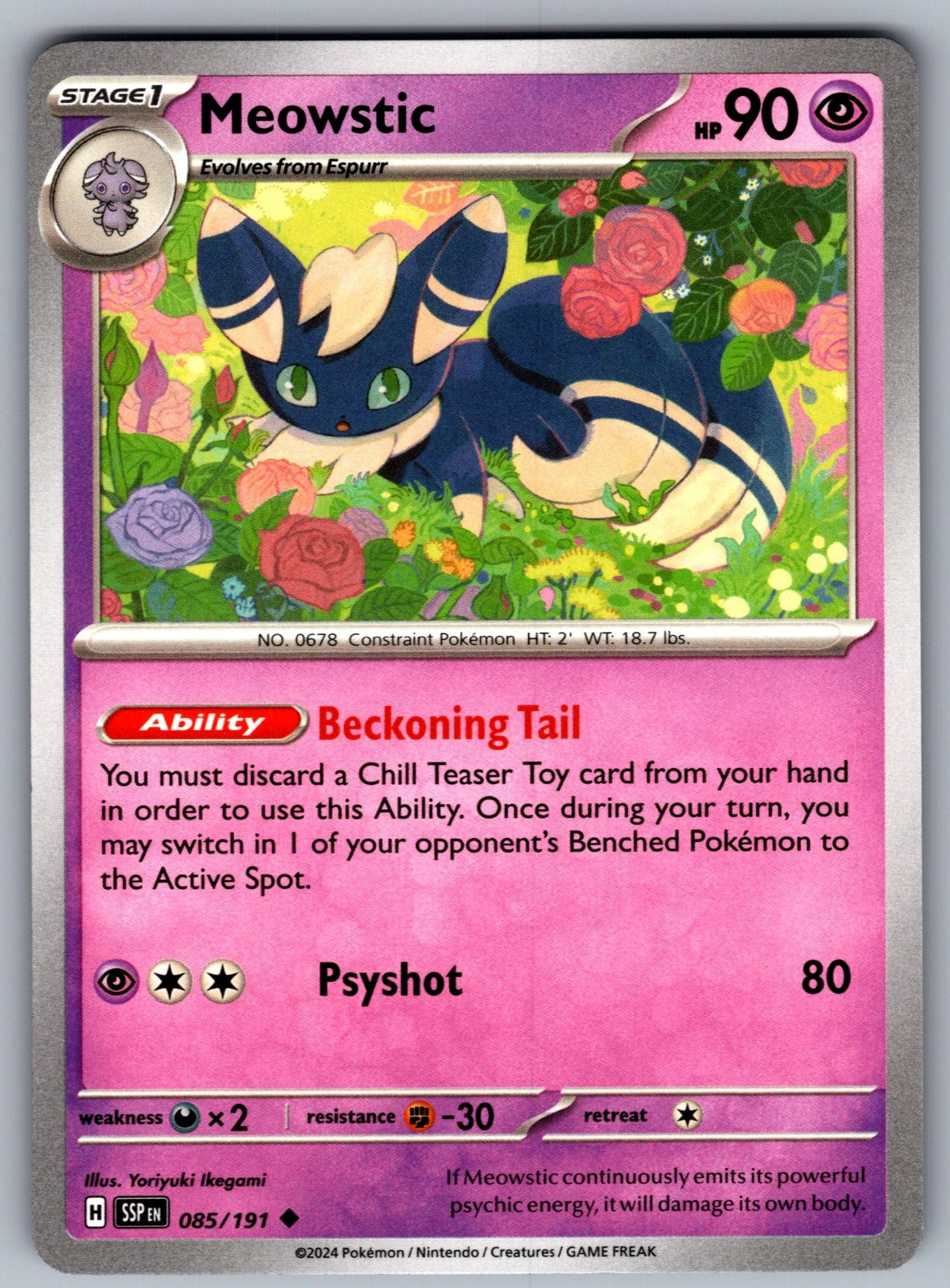 Meowstic Uncommon SV08: Surging Sparks 085/191 NM 2024