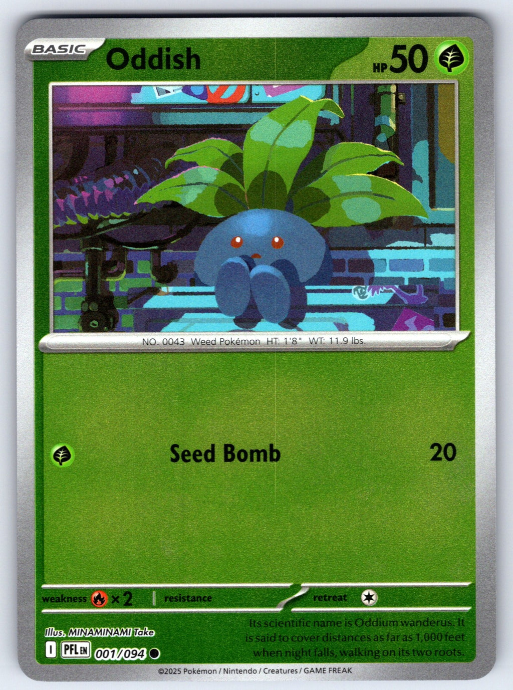 Oddish Reverse Holo Common ME02: Phantasmal Flames 001/094 NM 2025
