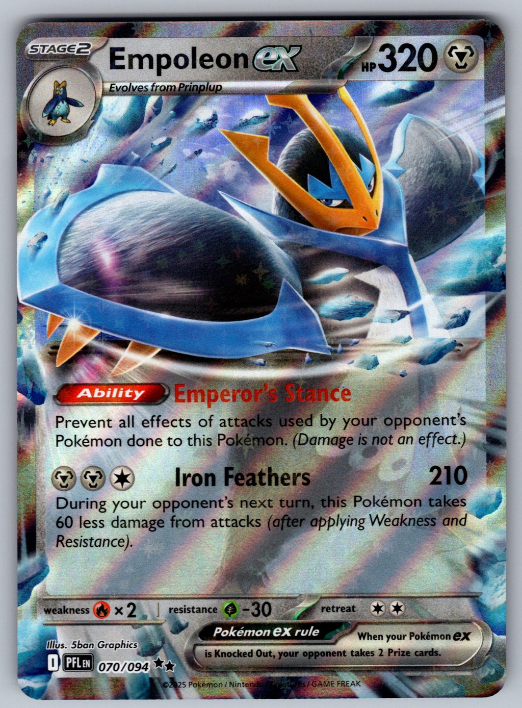 Empoleon ex Holo Double Rare ME02: Phantasmal Flames 070/094 NM 2025