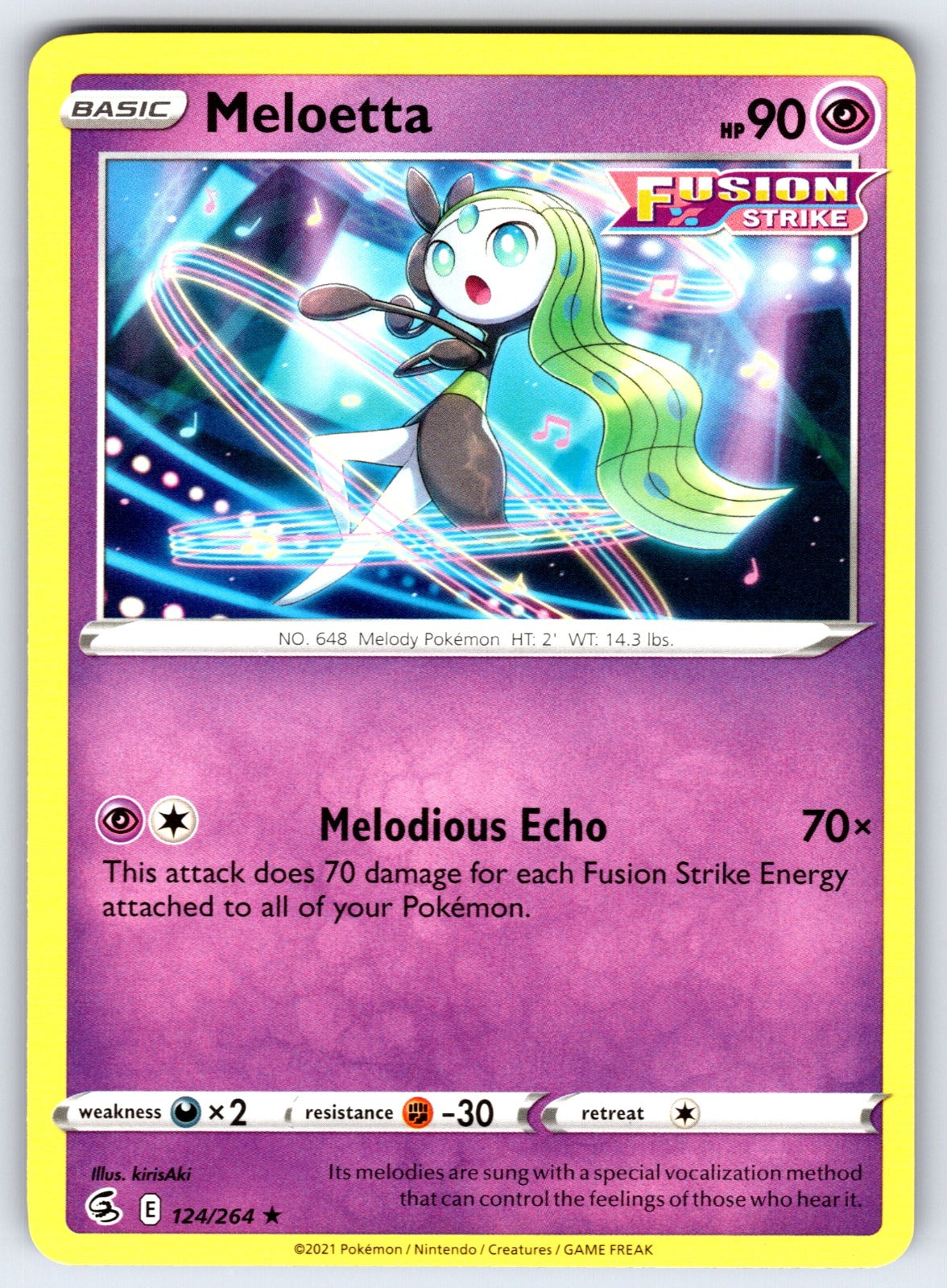 Meloetta Rare SWSH08: Fusion Strike 124/264 NM 2021