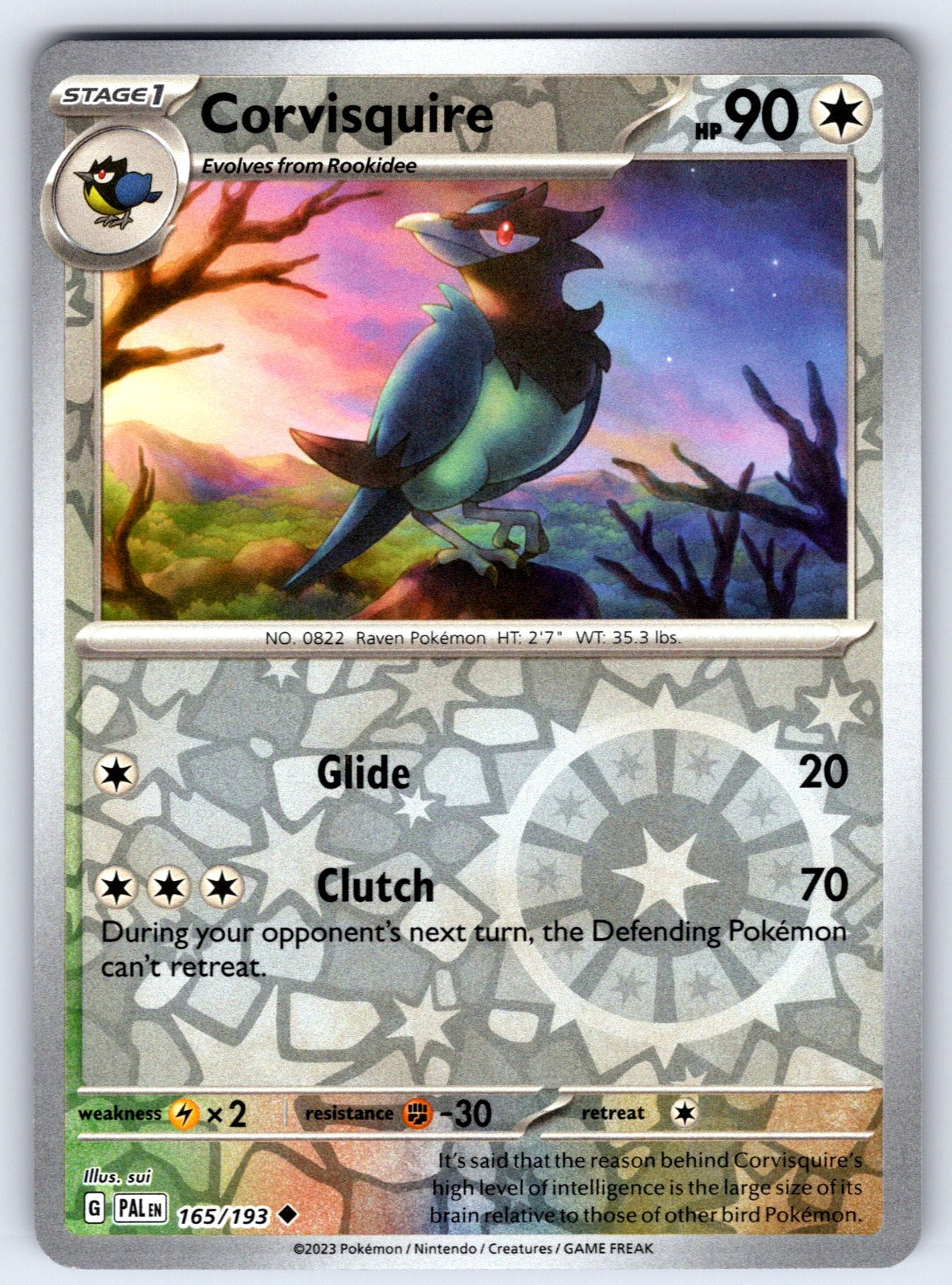 Corvisquire Reverse Holo Uncommon SV02: Paldea Evolved 165/193 NM 2023