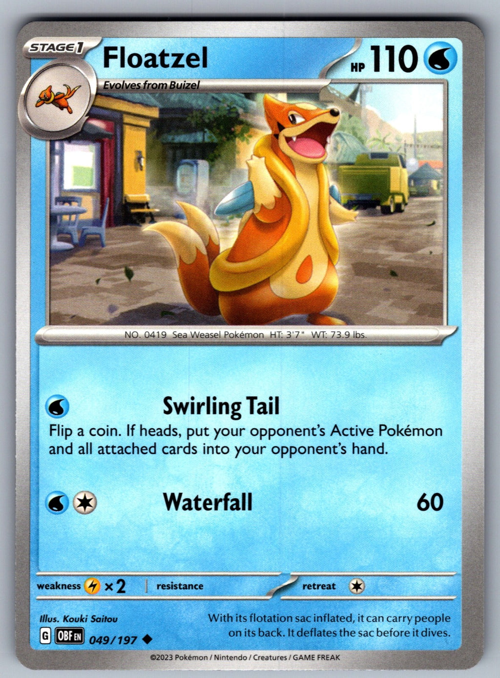 Floatzel Uncommon SV03: Obsidian Flames 049/197 NM 2023
