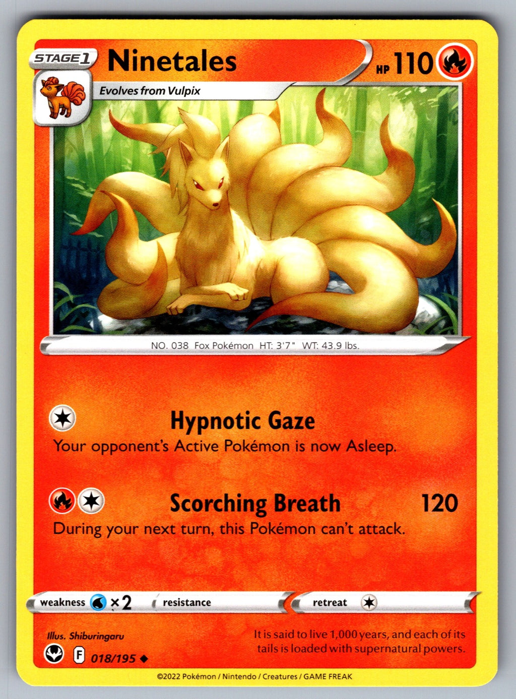 Ninetales Uncommon SWSH12: Silver Tempest 018/195 NM 2022
