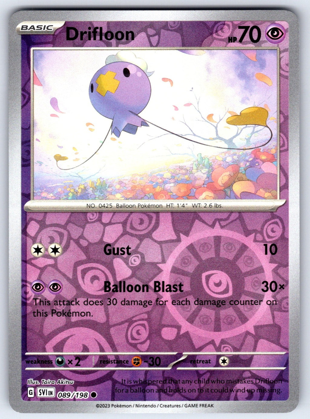 Drifloon Reverse Holo Common SV01: Scarlet & Violet Base Set 089/198 NM 2023
