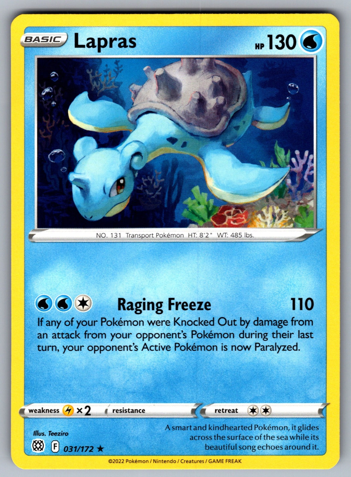 Lapras Rare SWSH09: Brilliant Stars 031/172 NM 2022