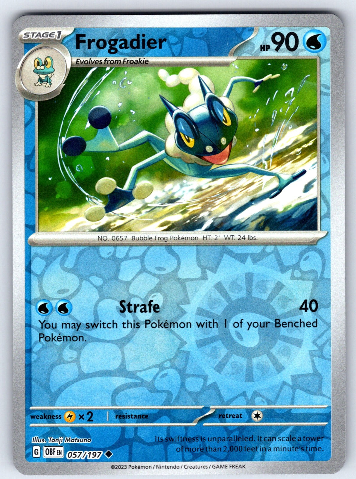 Frogadier Reverse Holo Uncommon SV03: Obsidian Flames 057/197 NM 2023