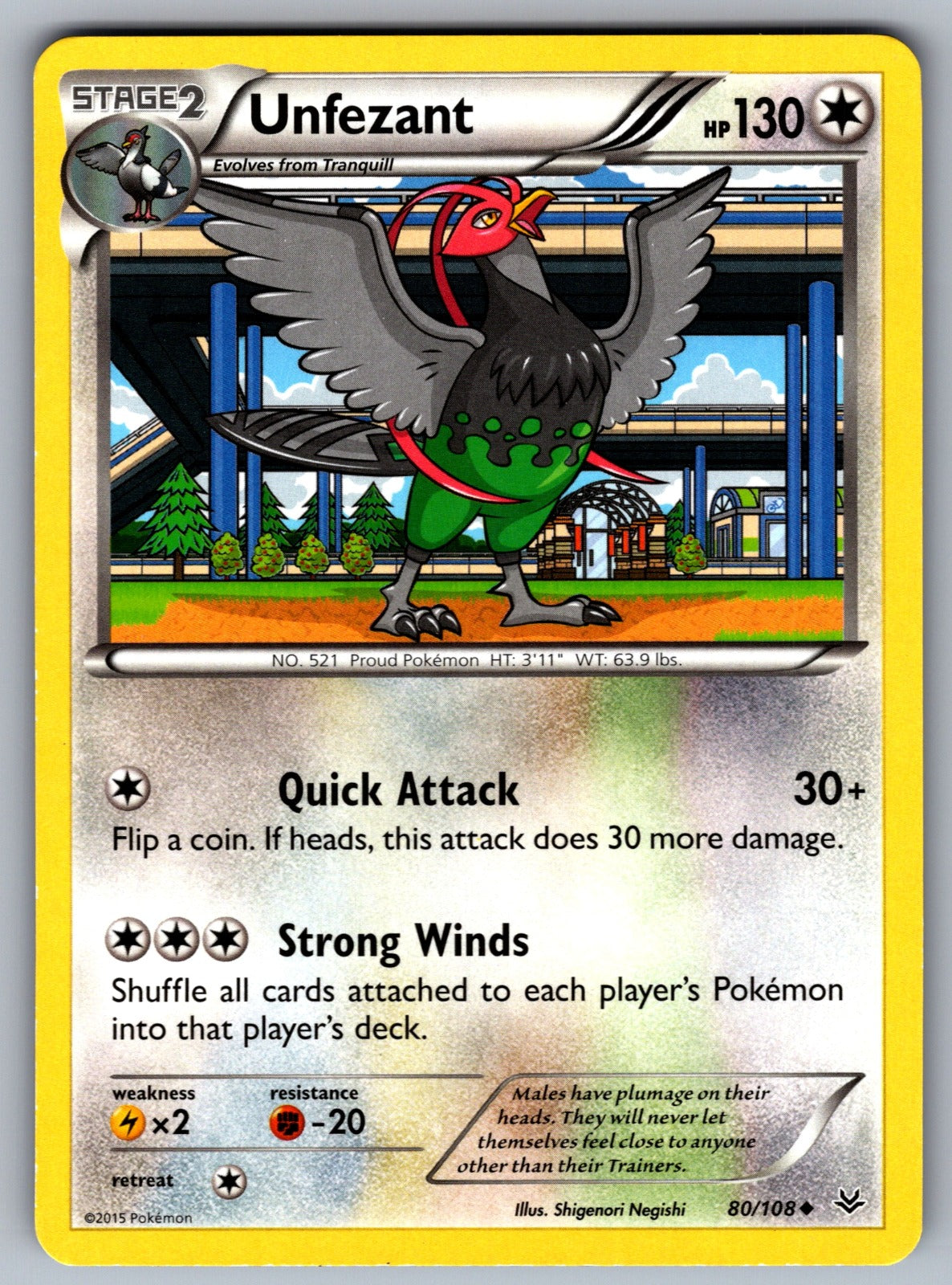 Unfezant (80) Uncommon XY - Roaring Skies 80/108 LP 2015
